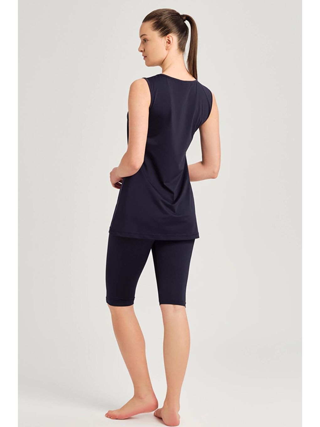 Lacivert Askılı 3 Parça Yarı Kapalı Mayo Takımı 6024-1