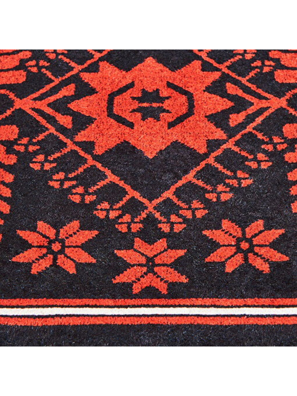 Soft Ruby Afgan Desenli Halı - Kırmızı - 80x150 cm-2