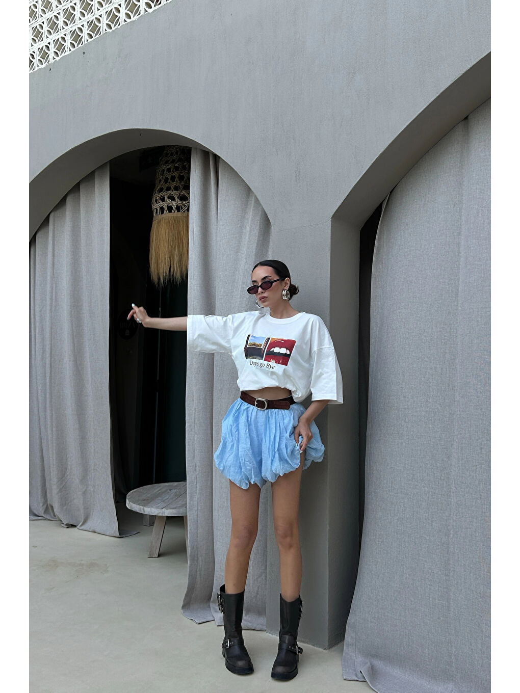 Karışık Kadın Mavi Balon Etek 1017-4139-5