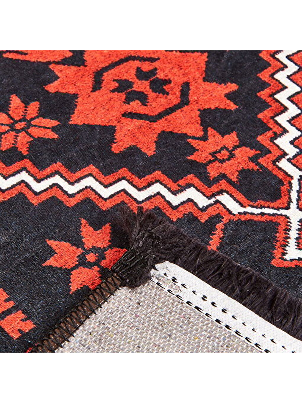 Soft Ruby Afgan Desenli Halı - Kırmızı - 80x150 cm-5