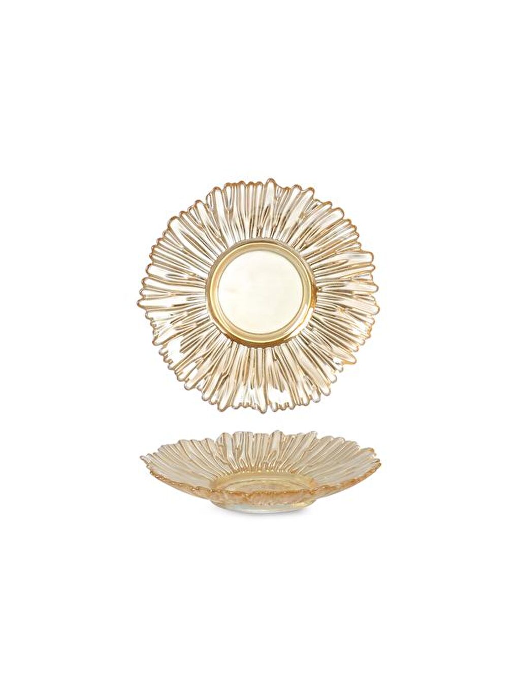 Kahverengi 14302 Flower Bal Lüsterli Çay Tabağı - 12 cm