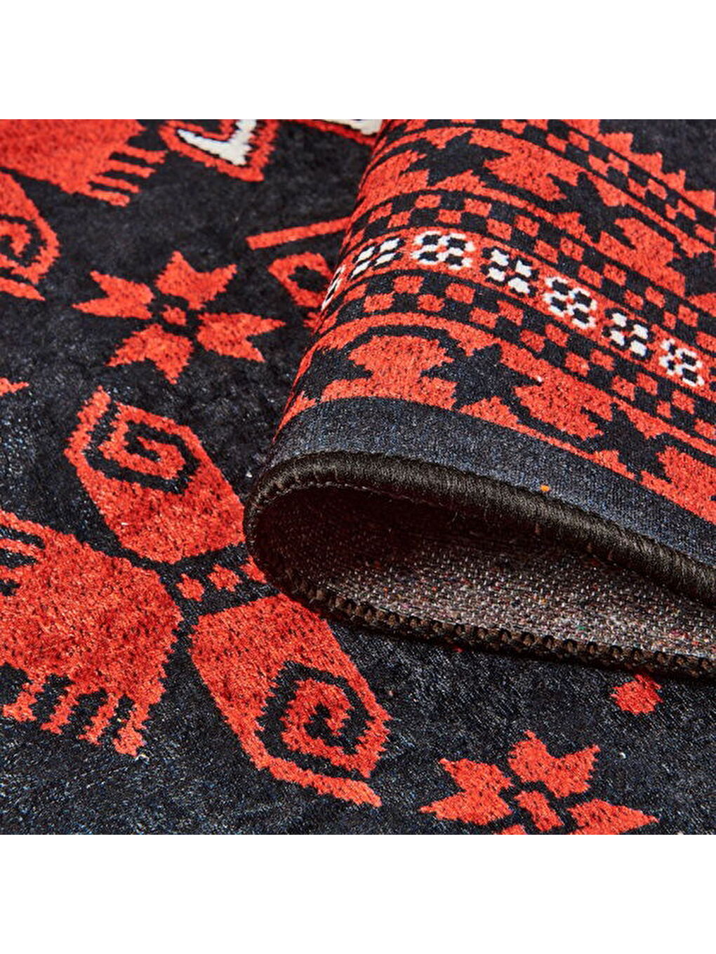 Soft Ruby Afgan Desenli Halı - Kırmızı - 120x180 cm-2