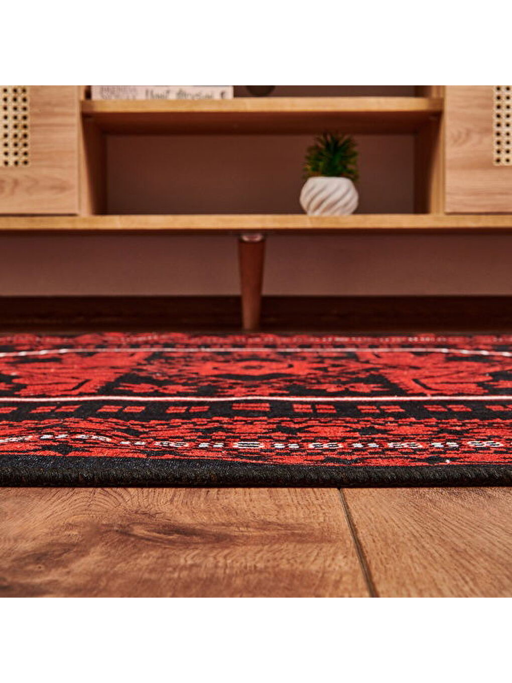 Soft Ruby Afgan Desenli Halı - Kırmızı - 120x180 cm-3