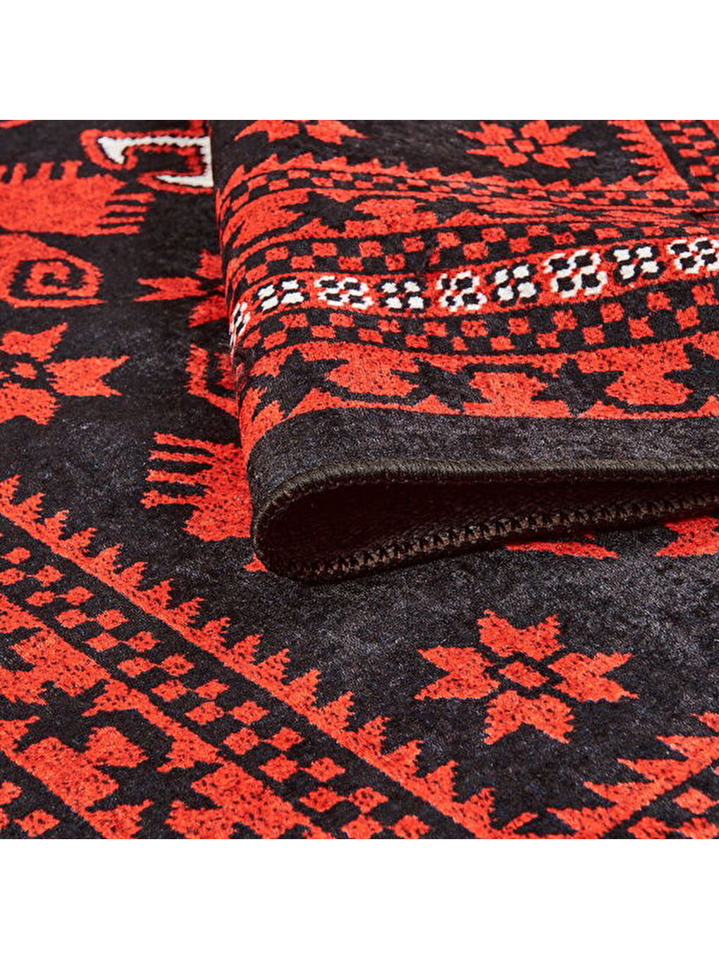 Soft Ruby Afgan Desenli Halı - Kırmızı - 160x230 cm-2