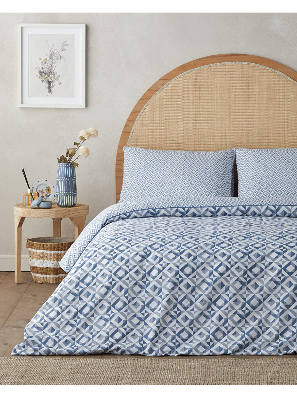 Symetra Kolay Ütülenir Çarşaflı Çift Kişilik Nevresim Takımı 200x220 cm Mavi-1