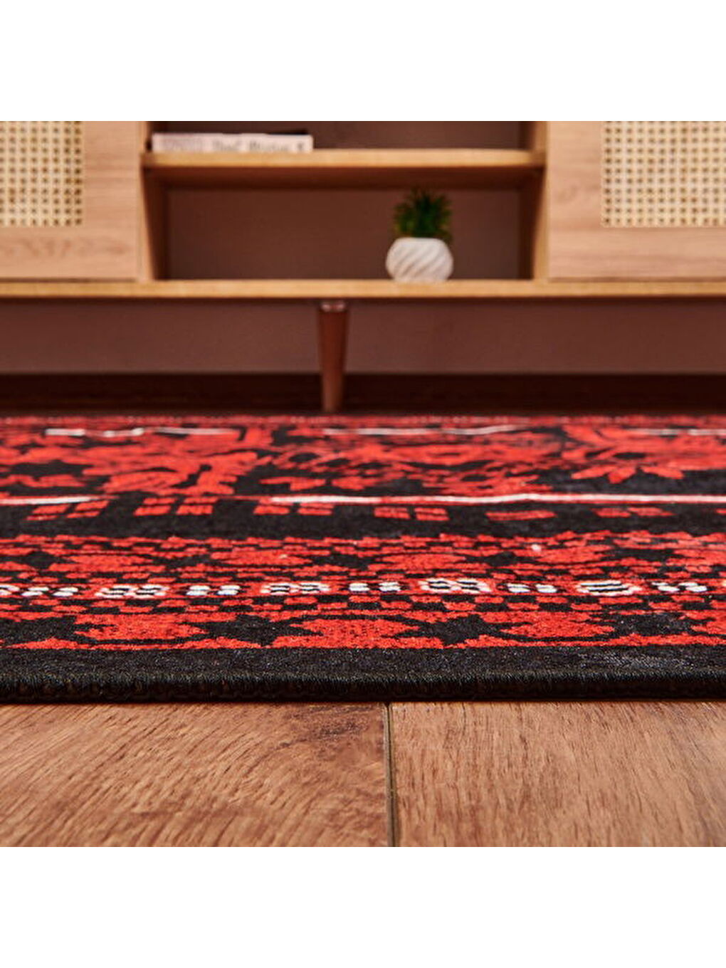 Soft Ruby Afgan Desenli Halı - Kırmızı - 160x230 cm-5