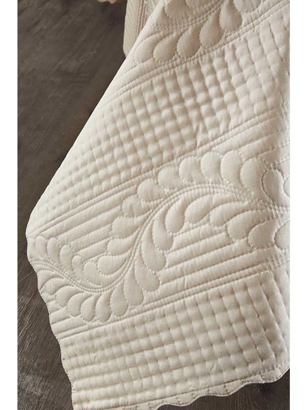 Karışık Ultrasonik Kapitoneli Sena Tek Kişilik Yatak Örtüsü Açık Cappucino-2