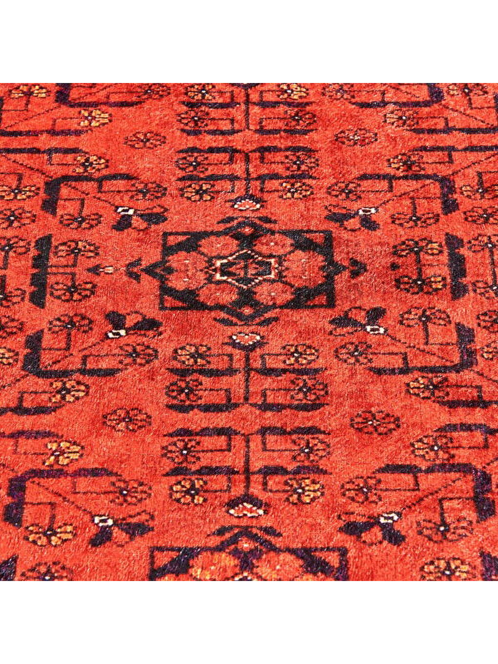 Soft Atlas Afgan Desenli Halı - Kırmızı - 80x150 cm-5