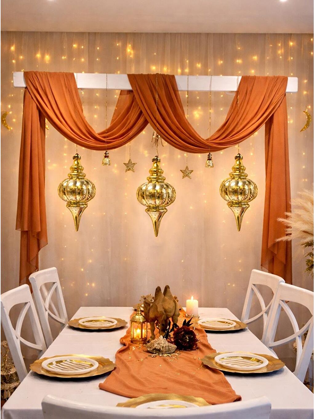 Sarı Ramazan Özel Dekoratif Sarkıt Süs Altın 26 cm-1