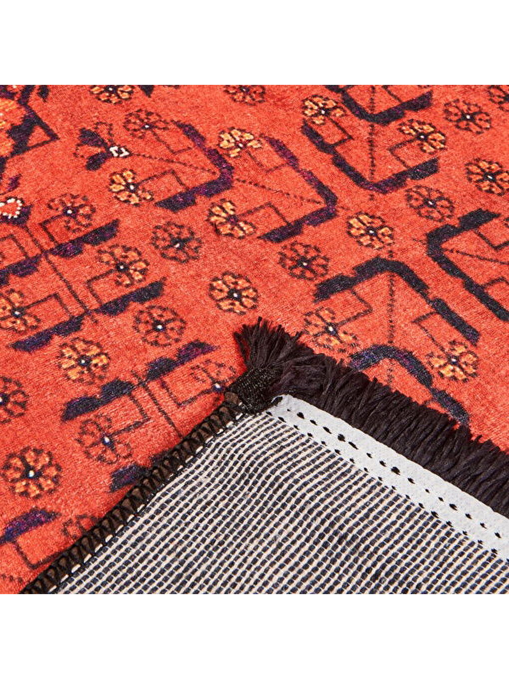 Soft Atlas Afgan Desenli Halı - Kırmızı - 120x180 cm-3