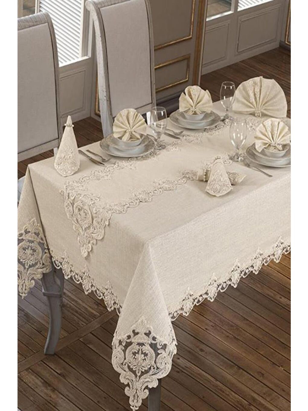 Karışık Miray Masa Örtüsü 26 Parça Krem-1