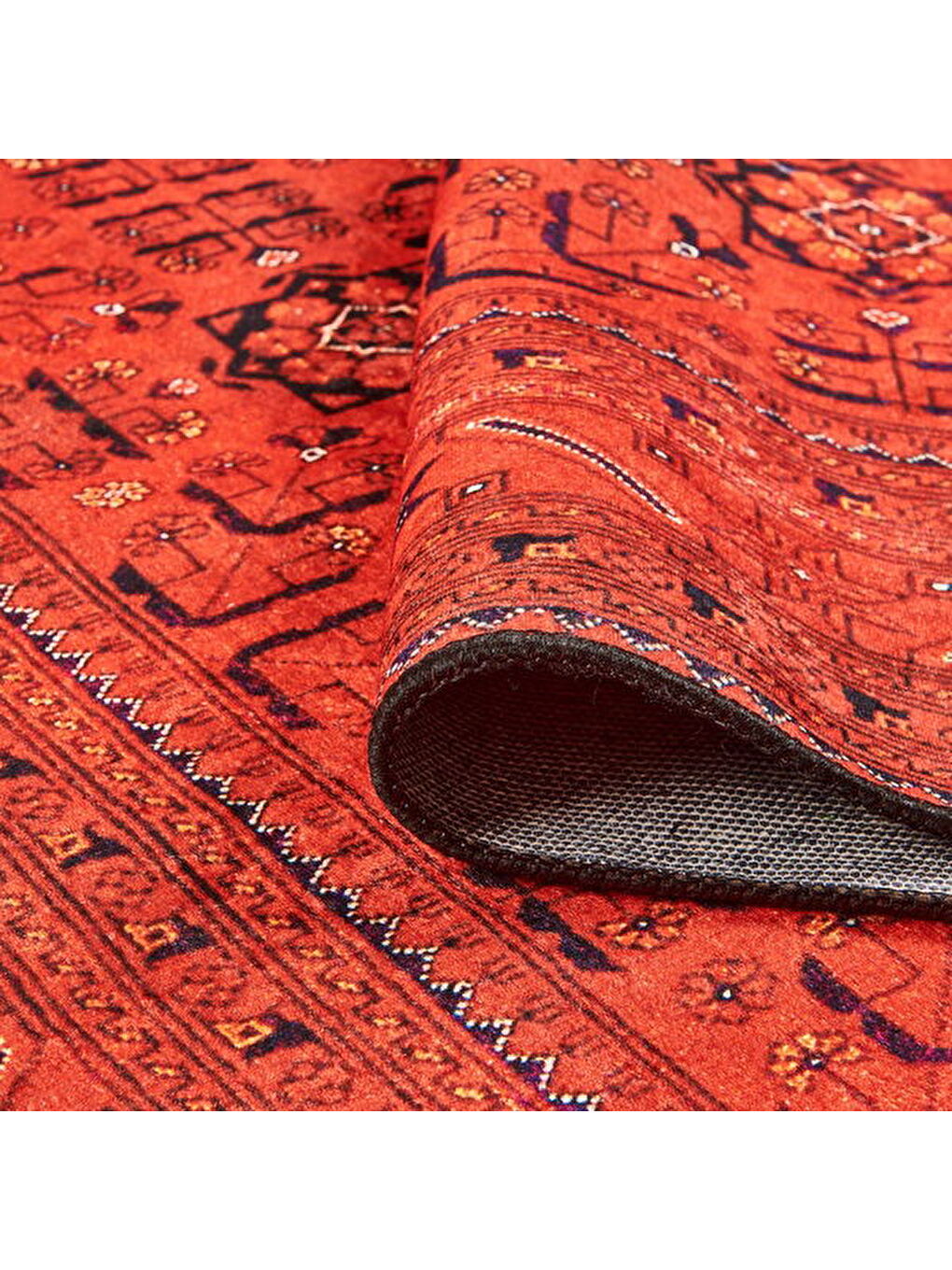 Soft Atlas Afgan Desenli Halı - Kırmızı - 120x180 cm-4
