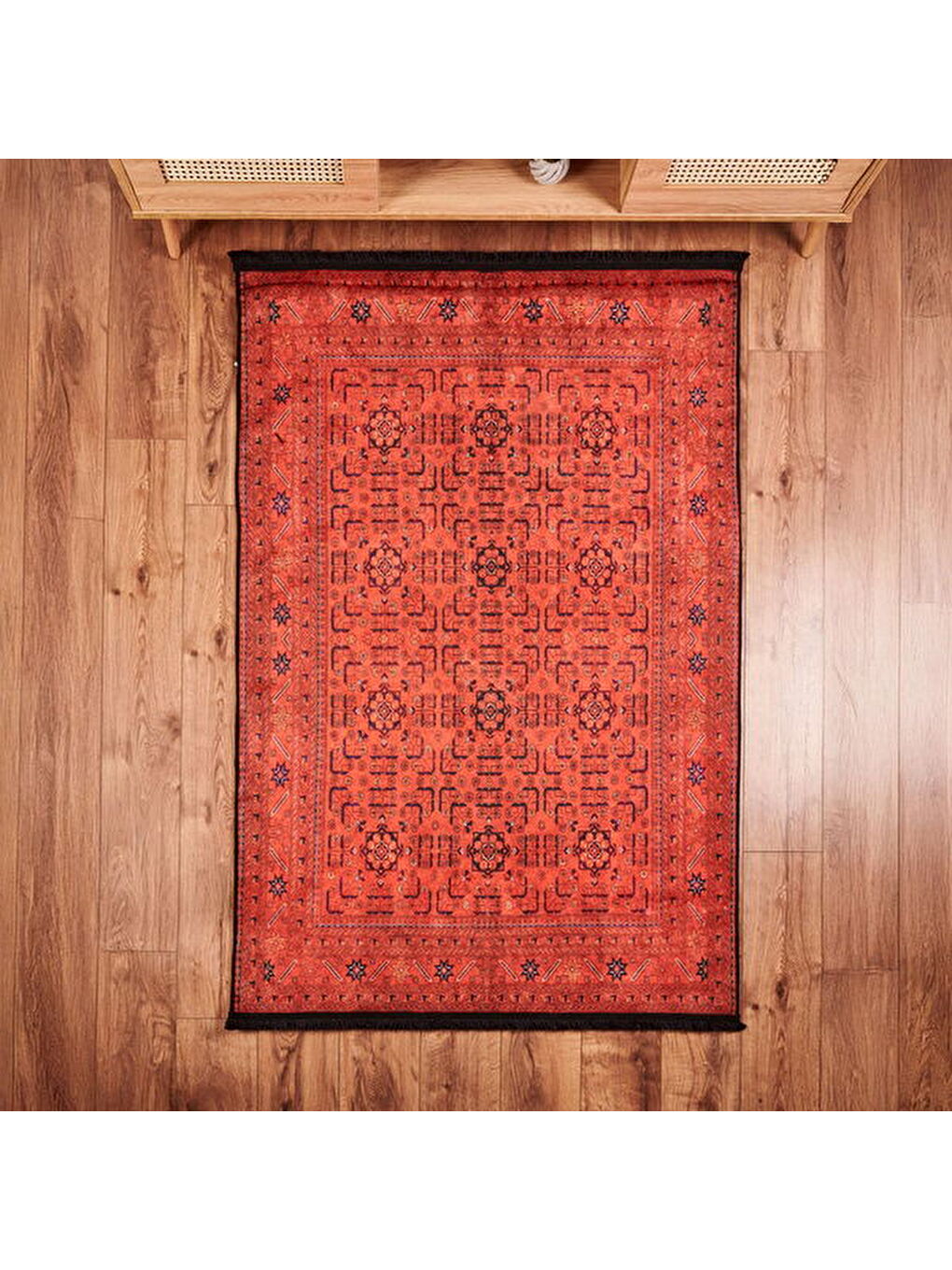 Soft Atlas Afgan Desenli Halı - Kırmızı - 120x180 cm-5