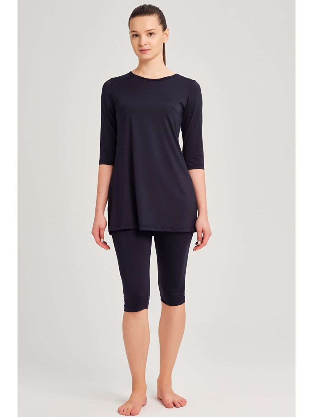 Fakir Kol Lacivert 3 Parça Yarı Kapalı Mayo Takımı 6090