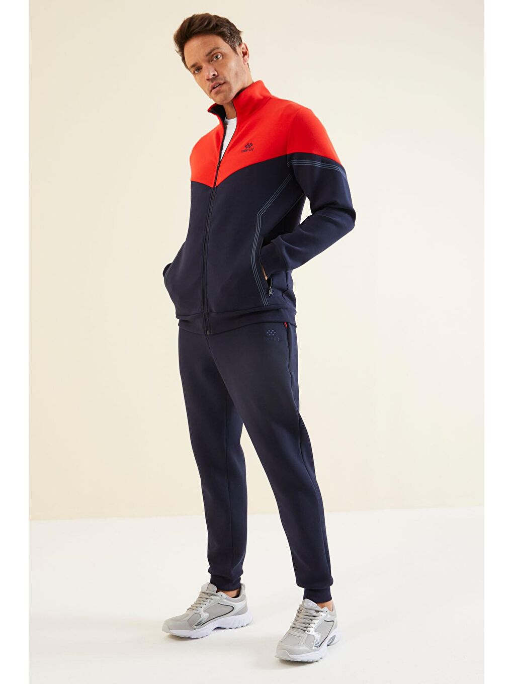 TOMMYLIFE İndigo Renk Bloklu Jogger Erkek Eşofman Takım - 85237