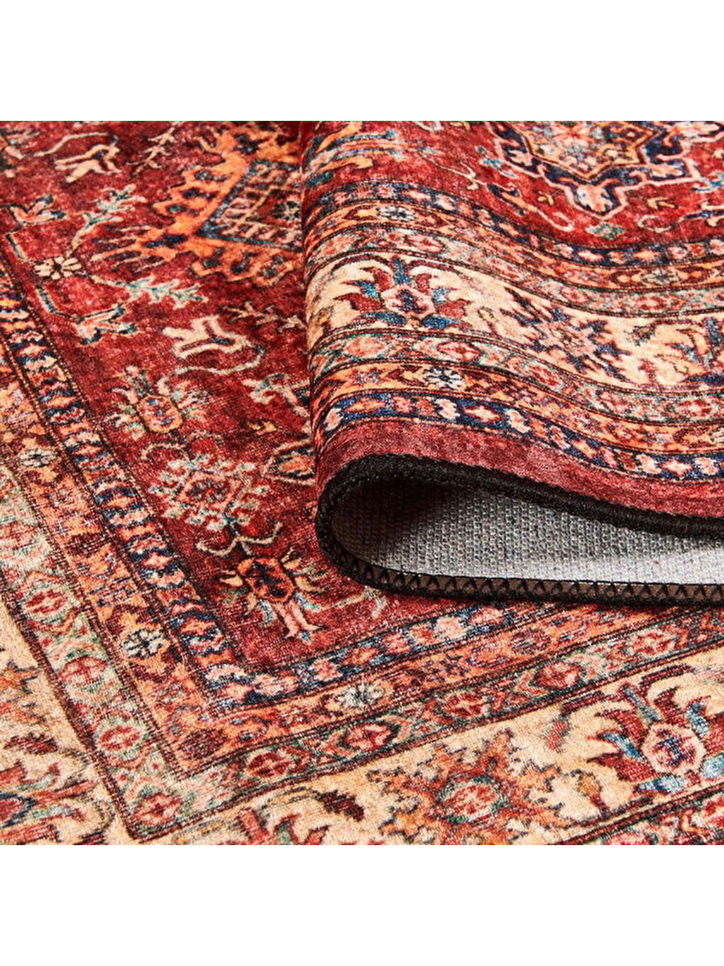 Soft Line Afgan Desenli Halı - Kırmızı - 80x150 cm-5