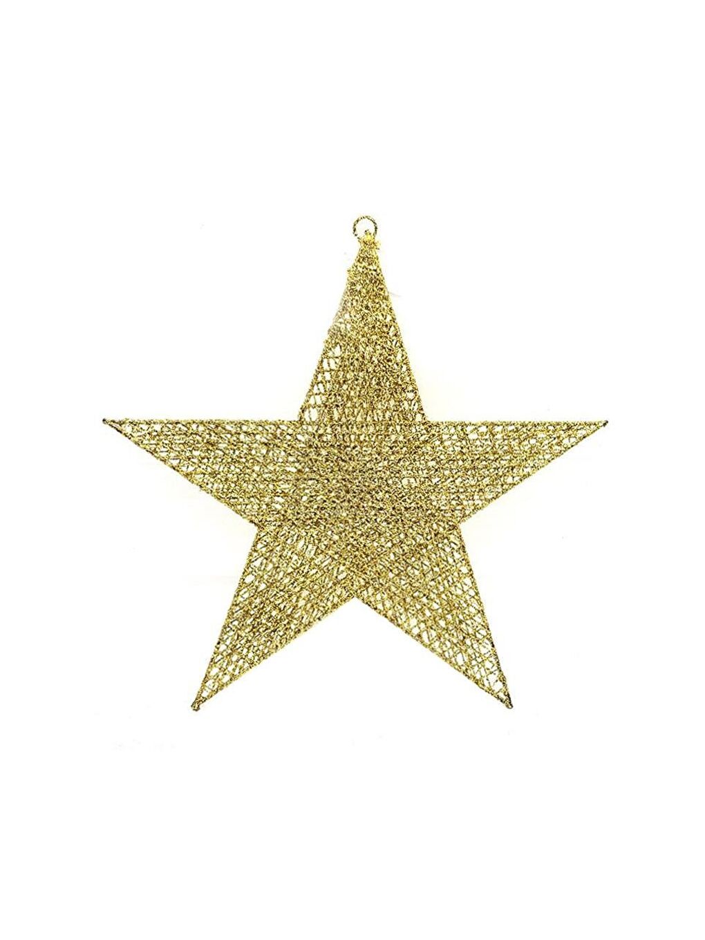 Sarı Ramazan Temalı Altın Tel Yıldız Duvar & Kapı Süsü 30 cm-1