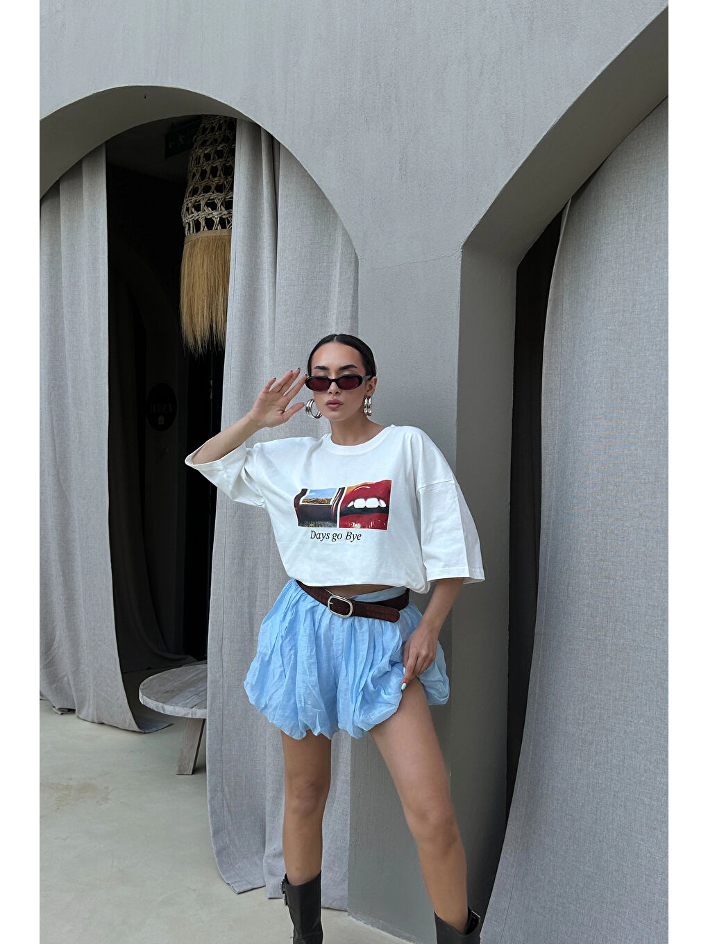 Karışık Kadın Mavi Balon Etek 1017-4139-8