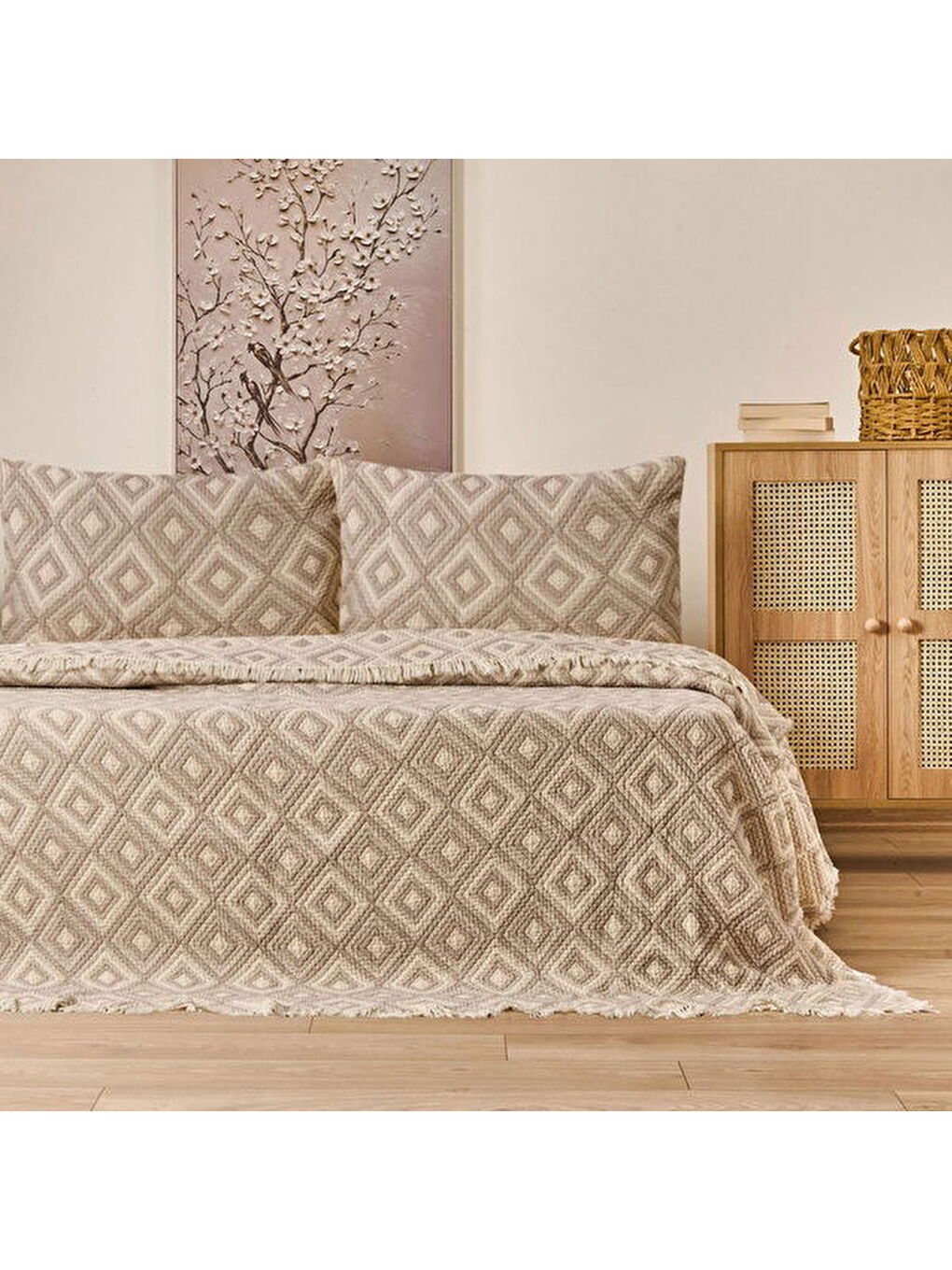 Soft Tamyr Tek Kişilik Yatak Örtüsü Seti - Bej - 160x220 cm