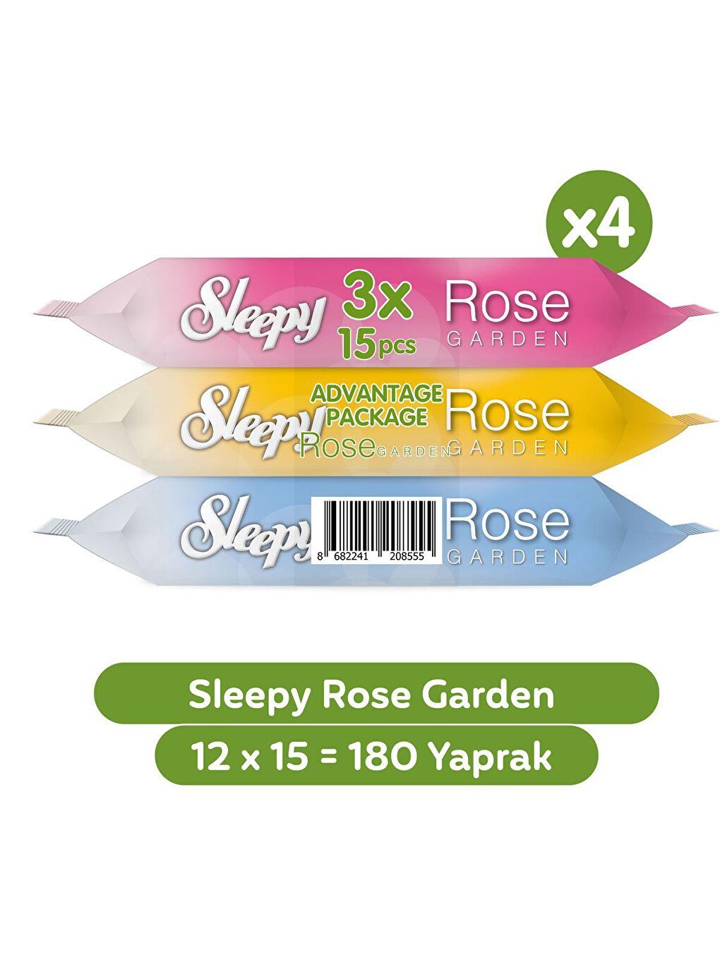 Sleepy Beyaz Rose Garden Seyahat Cep Mendili 12x15 (180 Yaprak)