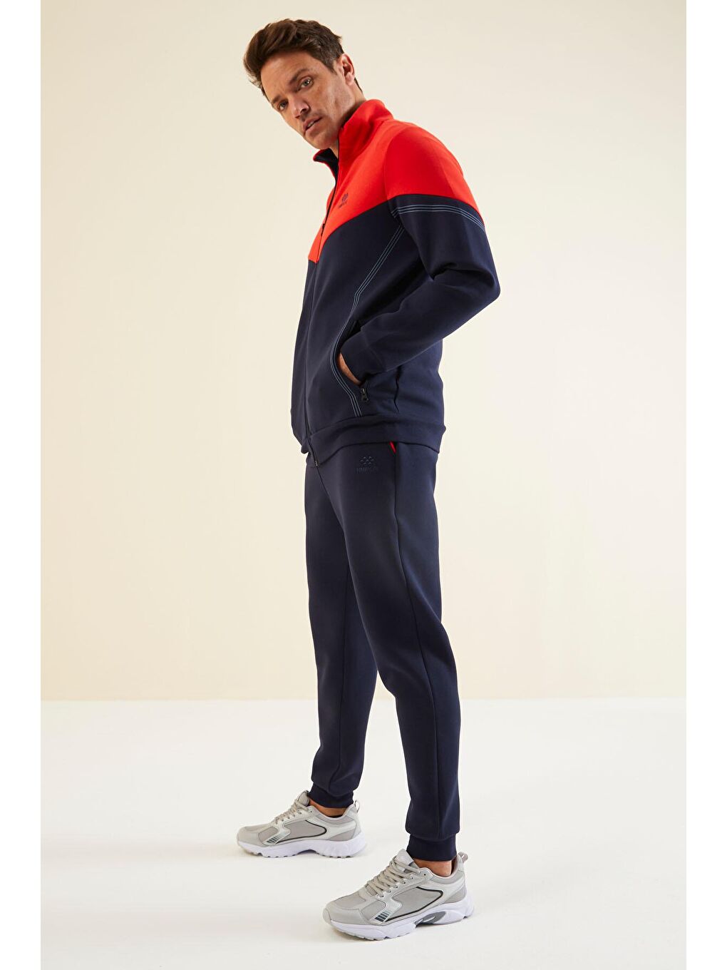 TOMMYLIFE İndigo Renk Bloklu Jogger Erkek Eşofman Takım - 85237 - 4