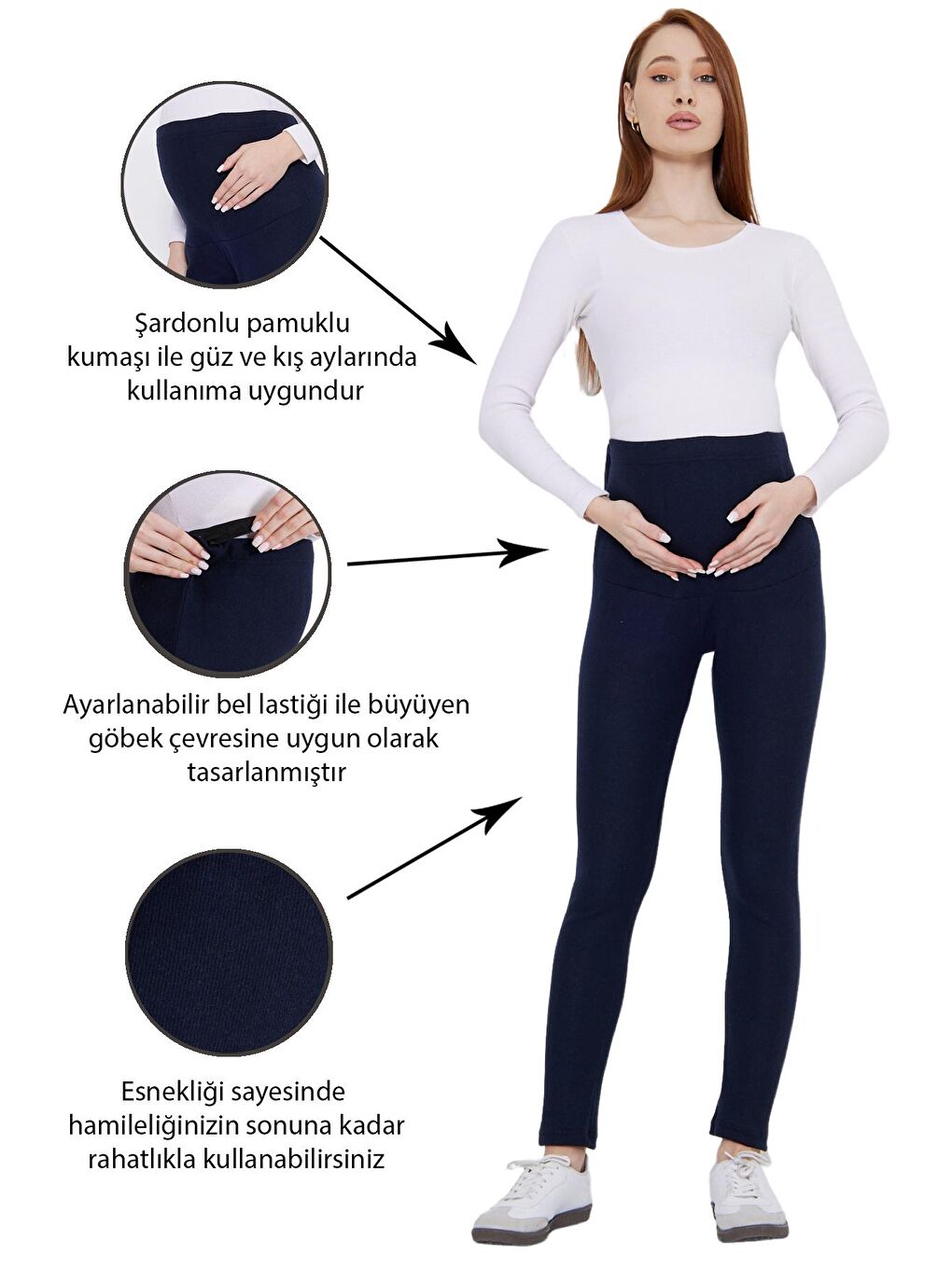 Lacivert Kadın Beli Ayarlanabilir Hamile Taytı-1