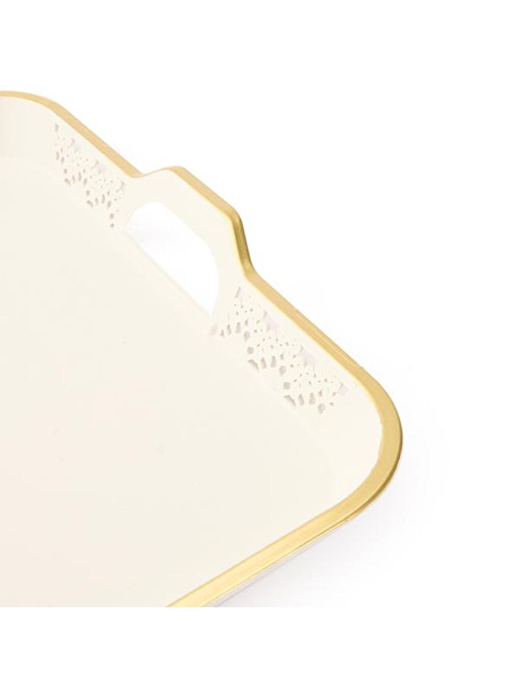 Oya Tepsi - Beyaz / Altın - 51x38 cm-2