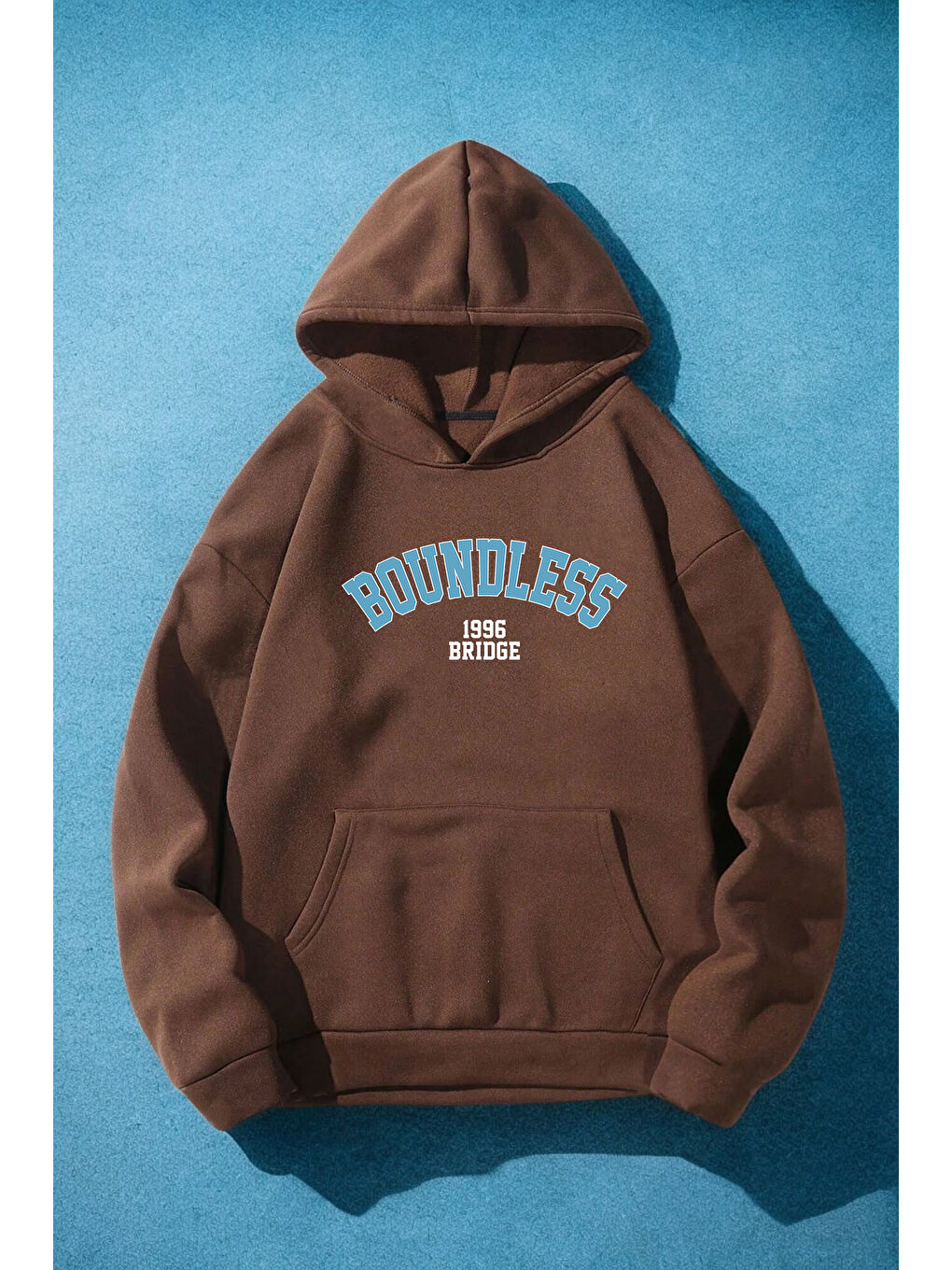 uyguntarz Açık Kahverengi Boundless 1996 Bridge Baskılı Oversize Sweatshirt