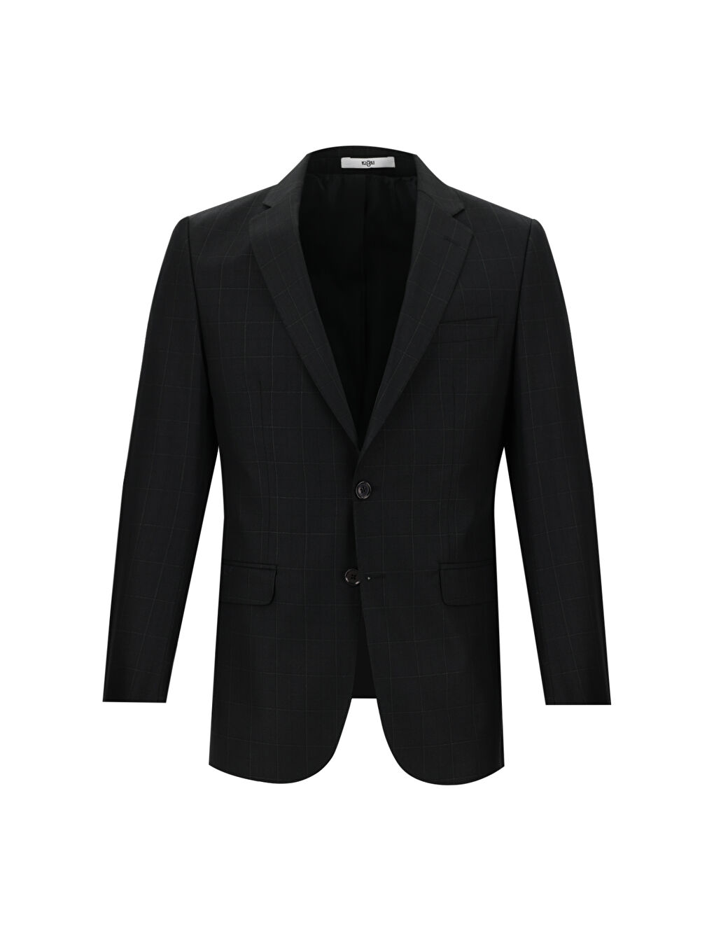 Siyah Regular Fit Kareli Takım Elbise-1