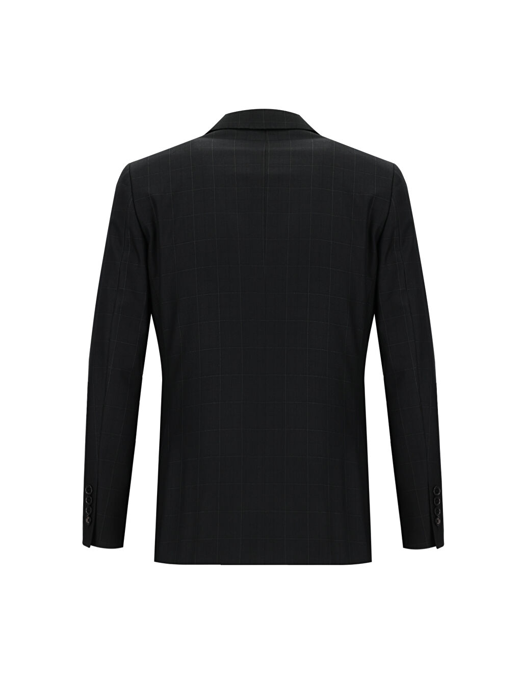 Siyah Regular Fit Kareli Takım Elbise-2