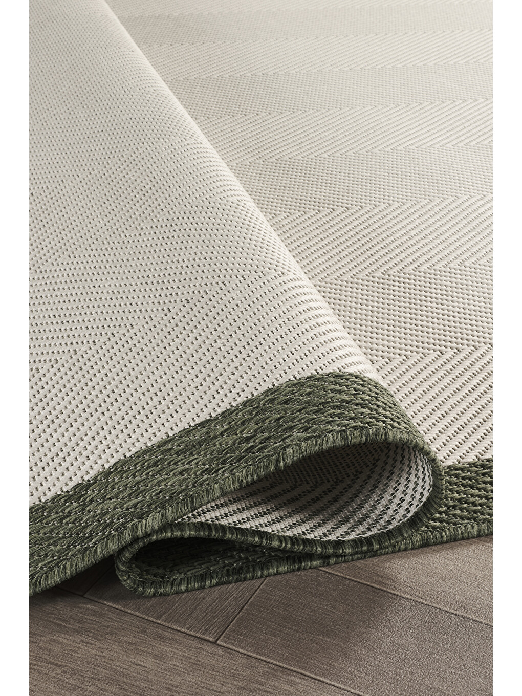 Ekru Sisalux 3090 Krem Yeşil Yuvarlak Sisal Dokuma Jüt Kilim Hav Toz Vermez Mutfak Oda Halısı-120x120-2