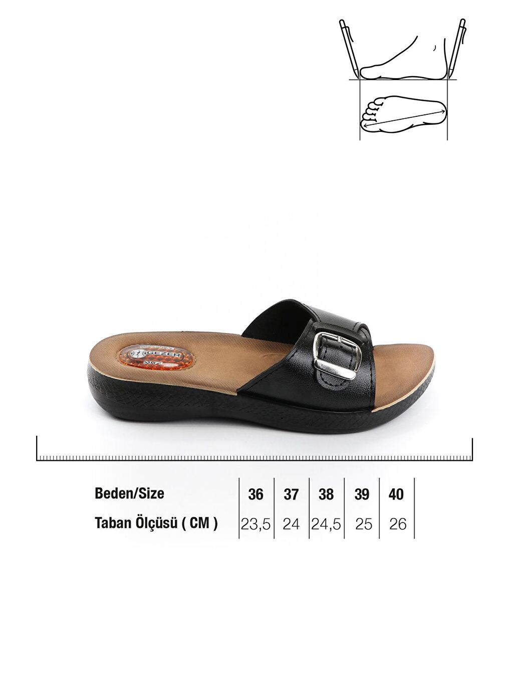 Siyah Yazlık Ayarlanabilir Tokalı Kadın Terlik-1