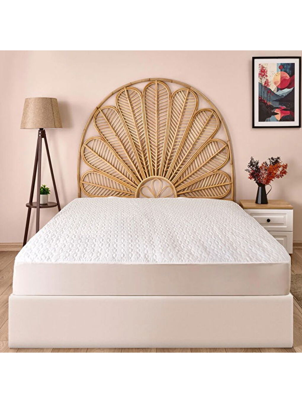 Soft Kapitoneli Sıvı Geçirmez Fitted Çift Kişilik Alez - Beyaz - 160x200 cm