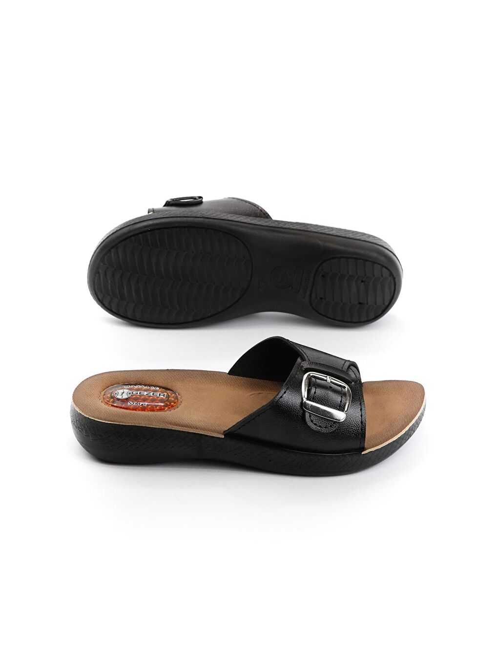 Siyah Yazlık Ayarlanabilir Tokalı Kadın Terlik-3