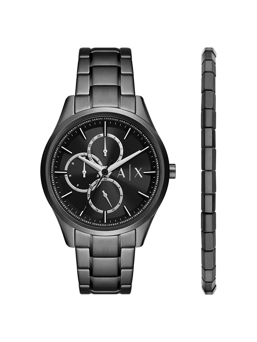 Siyah AX7154SET Erkek Kol Saati ve Bileklik Seti