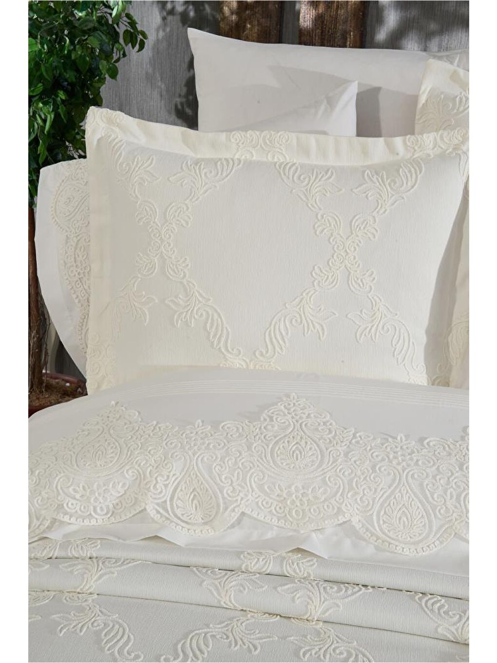 Karışık Sahra 10 Parça Battaniyeli Çeyiz Seti Krem-2