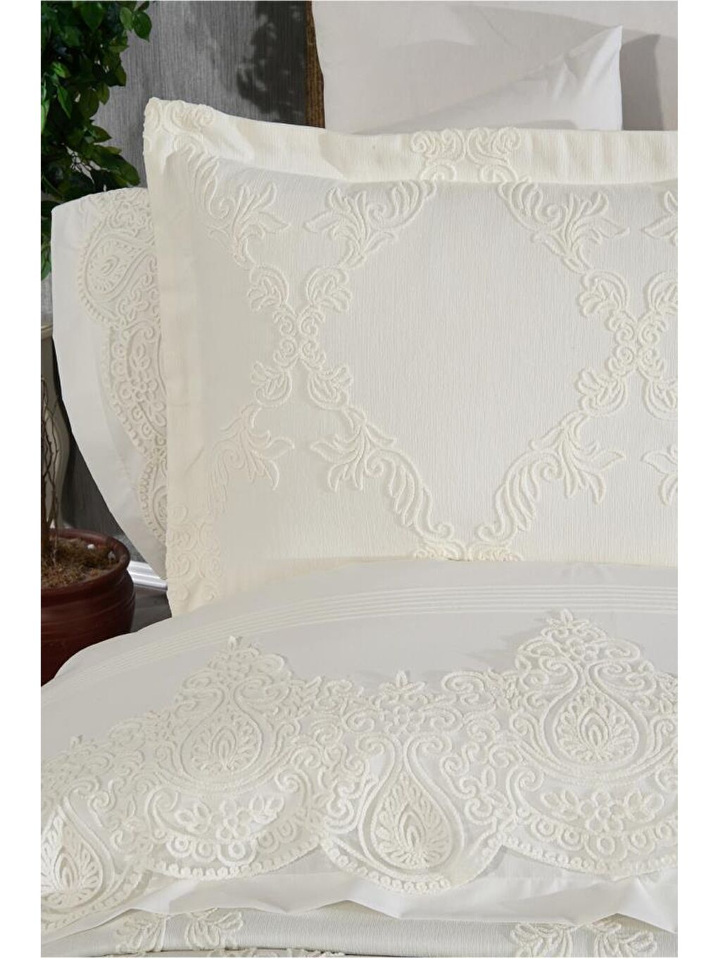 Karışık Sahra 10 Parça Battaniyeli Çeyiz Seti Krem-4