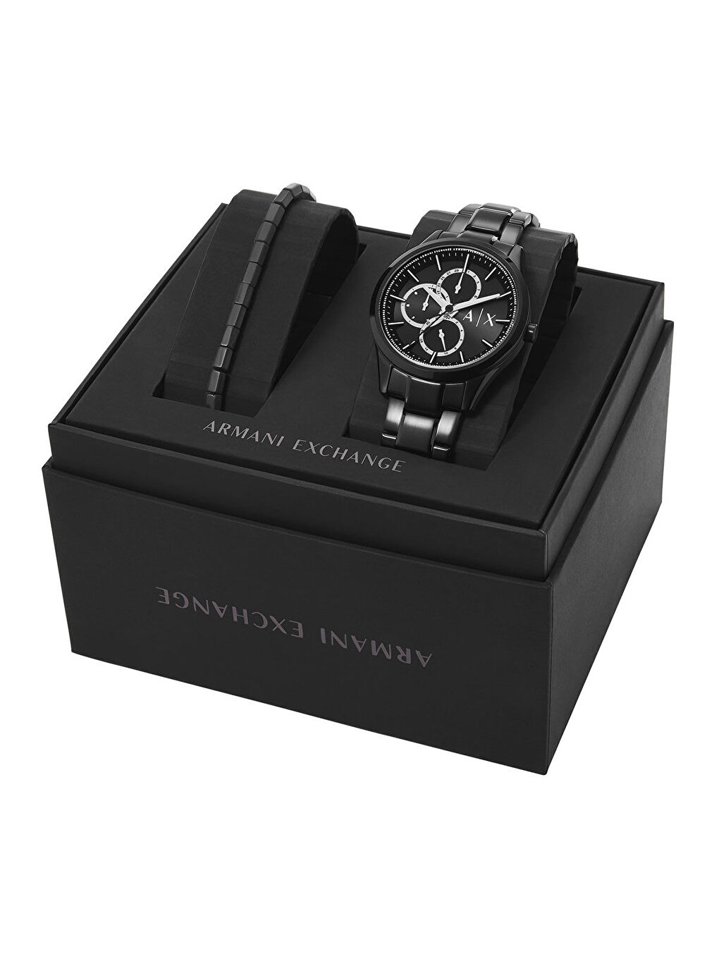 Siyah AX7154SET Erkek Kol Saati ve Bileklik Seti-3