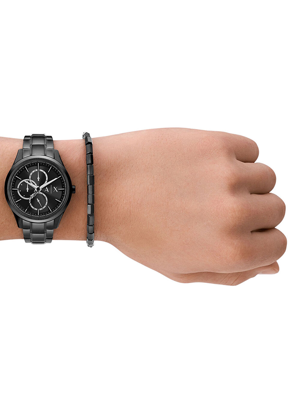 Siyah AX7154SET Erkek Kol Saati ve Bileklik Seti-4