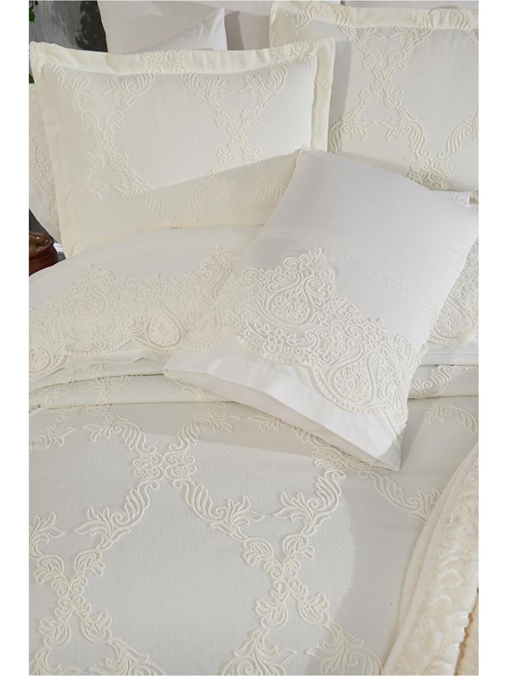 Karışık Sahra 10 Parça Battaniyeli Çeyiz Seti Krem-6