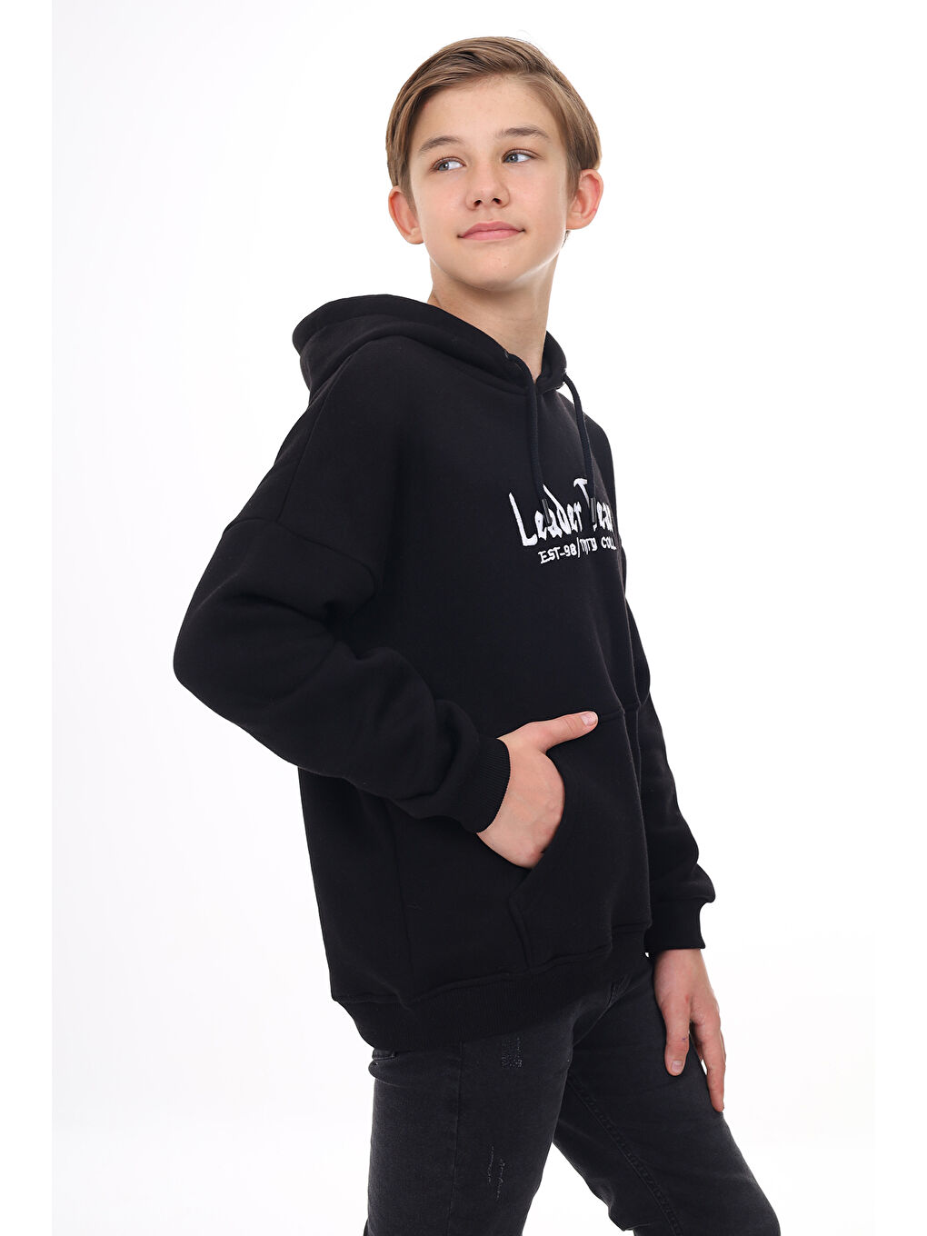 Siyah Erkek Çocuk Nakışlı Sweatshirt-2