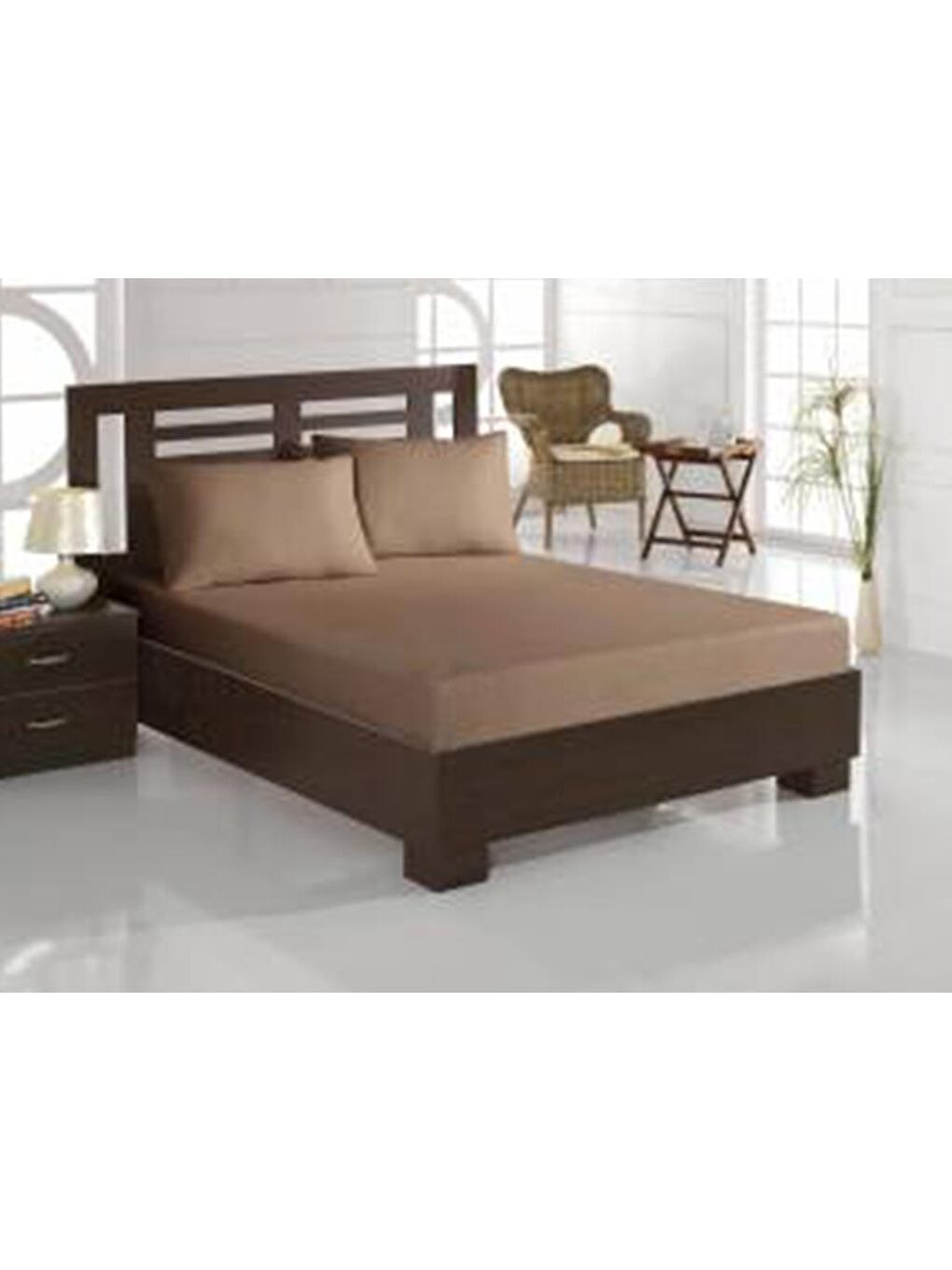 Karışık Penye Tek Kişilik Lastikli Çarşaf Cappucino