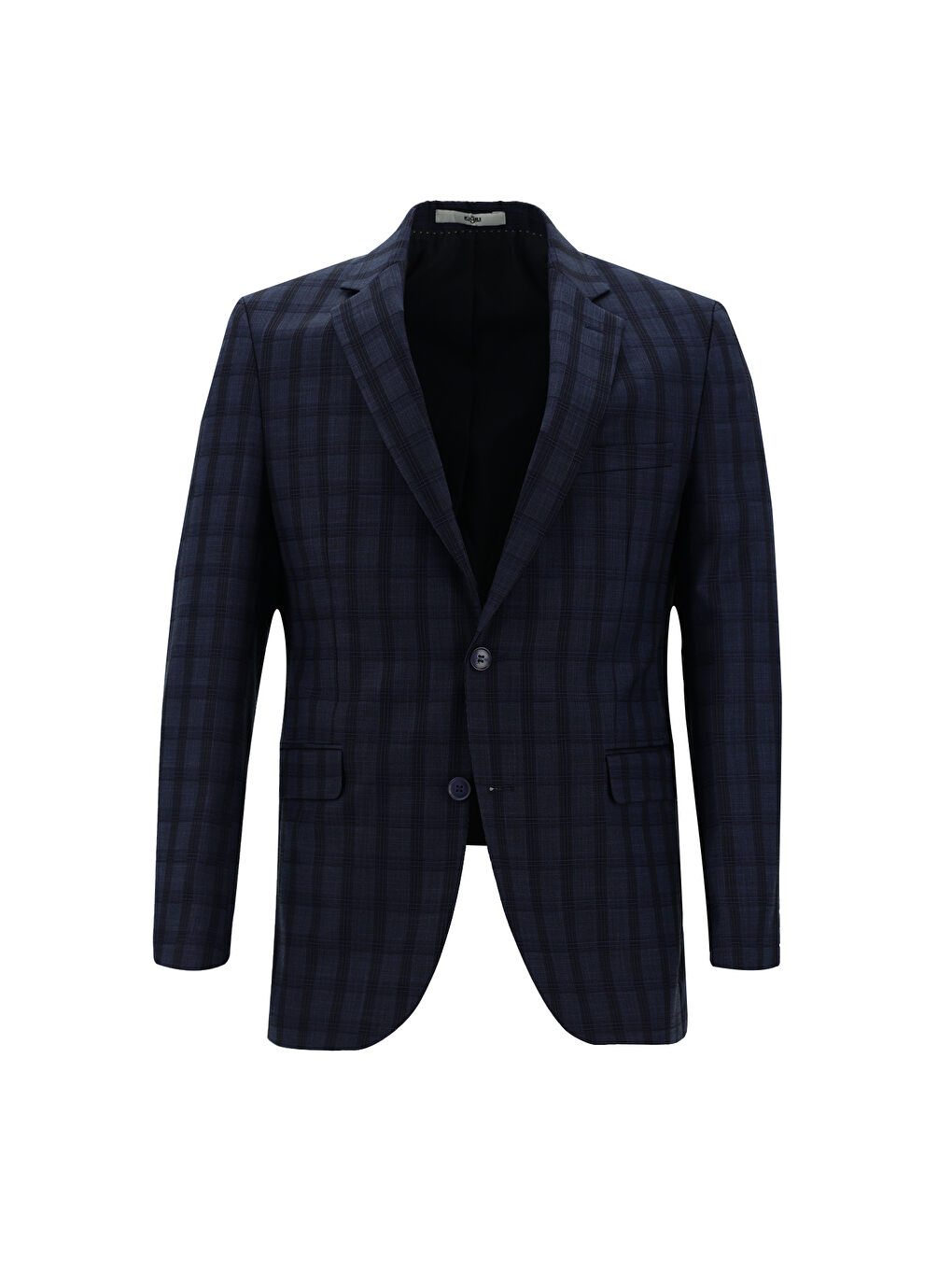 Lacivert Slim Fit Dar Kesim Kombinli Ekose Takım Elbise-1