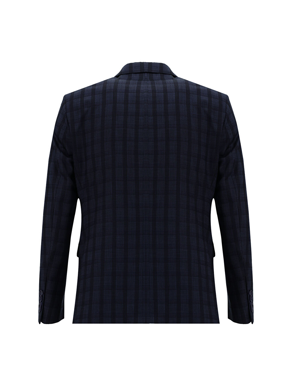 Lacivert Slim Fit Dar Kesim Kombinli Ekose Takım Elbise-2