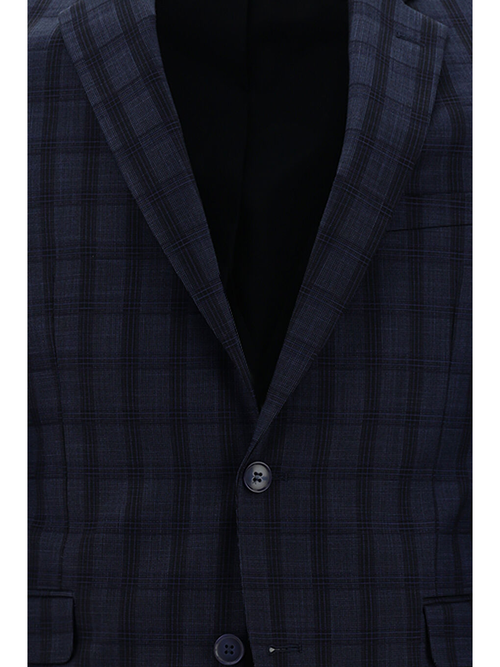 Lacivert Slim Fit Dar Kesim Kombinli Ekose Takım Elbise-3