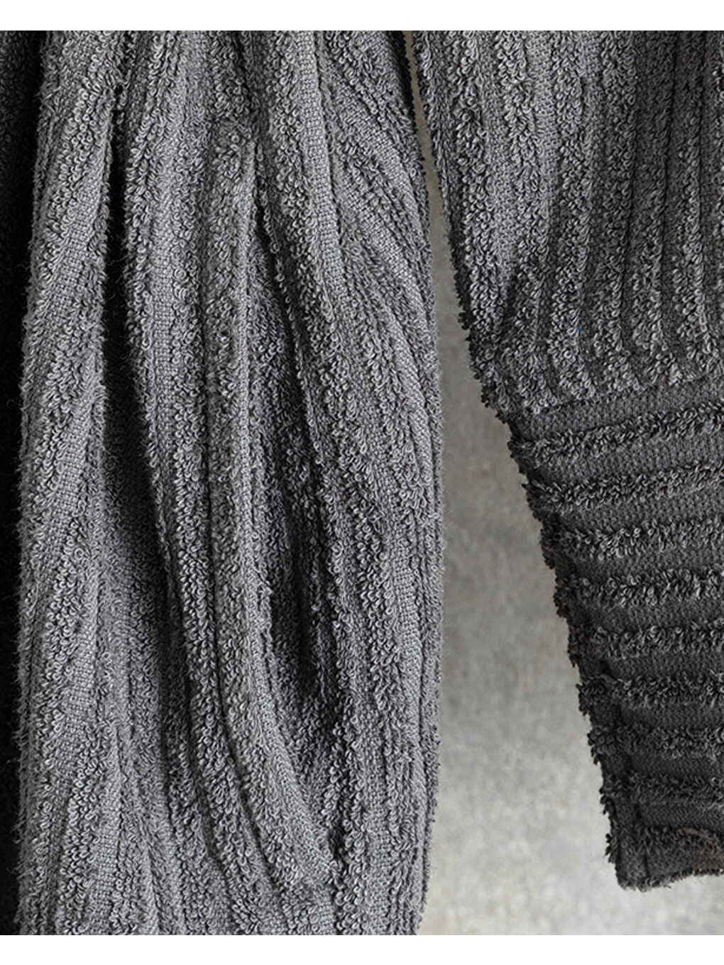 Stripe %100 Pamuklu Fitilli Bornoz Antrasit-3