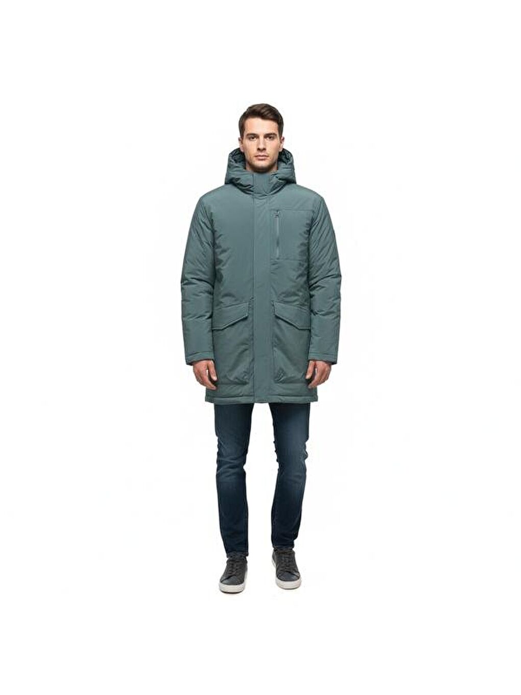 Global Erkek Yeşil Kapüşonlu Ceket-2