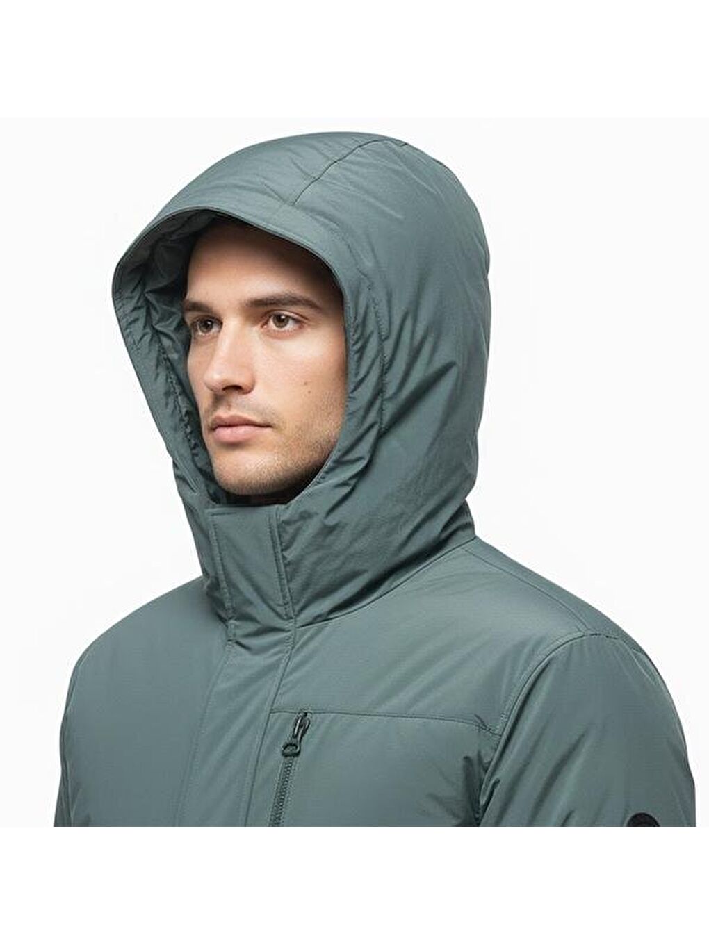 Global Erkek Yeşil Kapüşonlu Ceket-3
