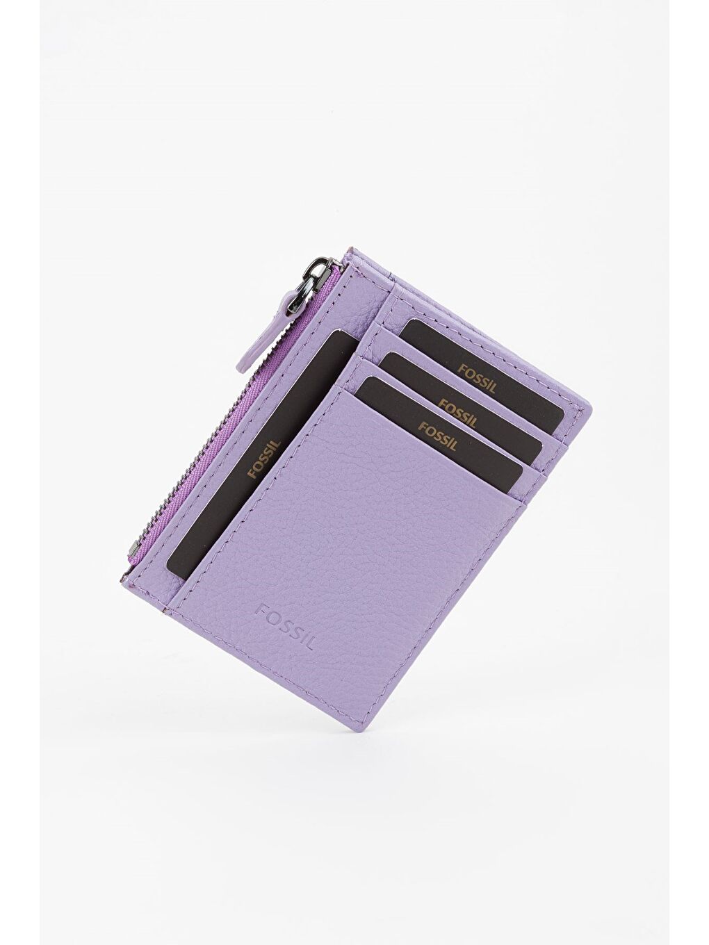 Lila Kutulu Hakiki Deri Fermuar Detaylı Kırmızı Unisex El Portföyü Kartlık Cüzdan-3