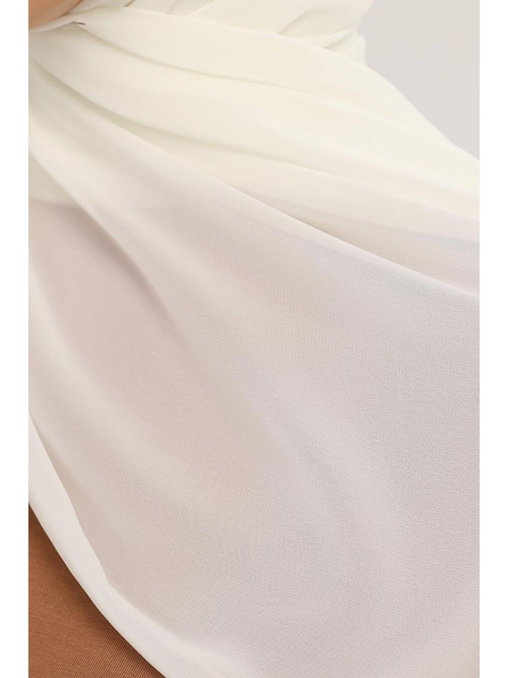 Ekru Hazır Pratik Lüks Boru Boneli Şifon Şal-4